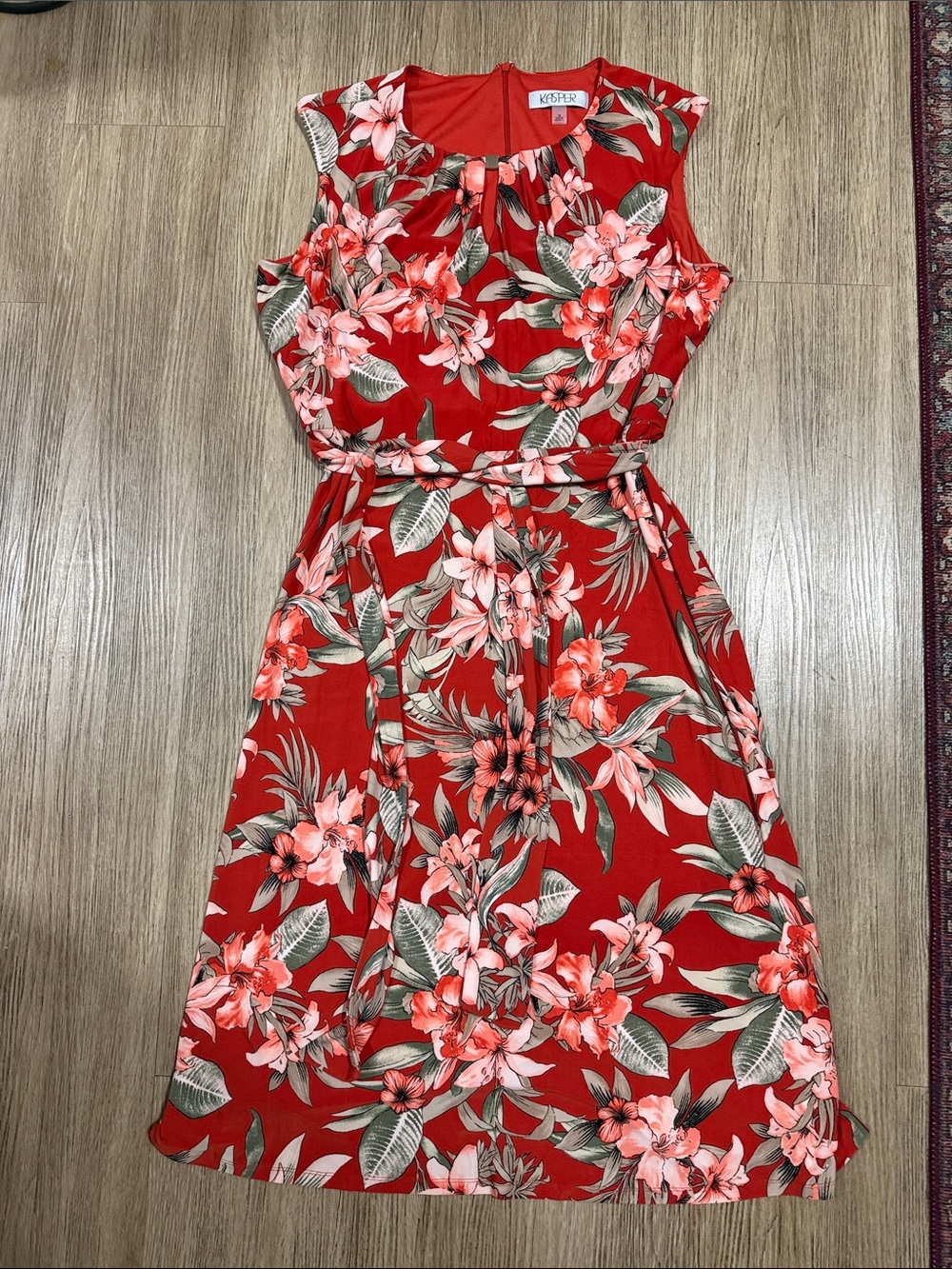 Kasper Floral Sleeveless Belted Dress size 16